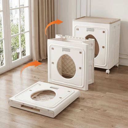 37-Gallon Foldable Storage Box with Rolling Casters, Top Access and Round Front Window in White or Red