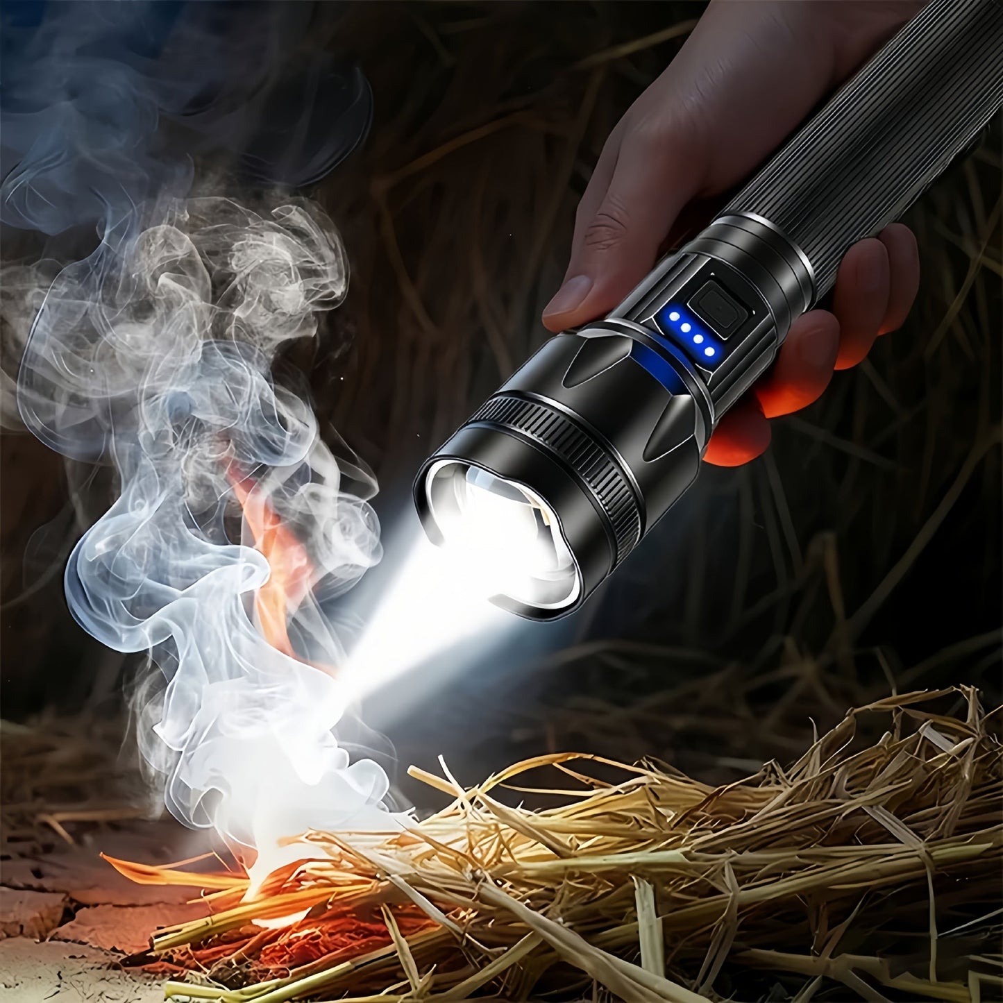 Flashlight 4000-Lumen P70 Zoom Torch with Five Modes, USB-C Charging and 18650 5000mAh Battery