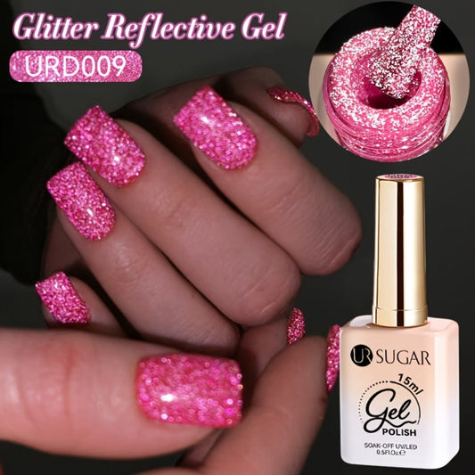 Gel Nail Polish – Reflective Glitter UR SUGAR 15ml Fluorescent Neon Shimmer UV LED Soak Off Semi Permanent Nail Art Varnish Manicure Set