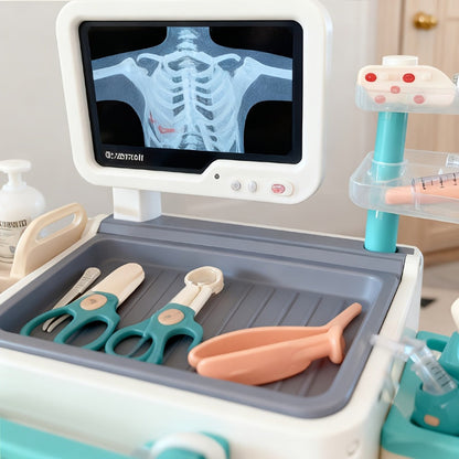 25-Piece Pretend Doctor Cart Play Set with Fold-Open Case, Display Panel and Toy Examination Accessories