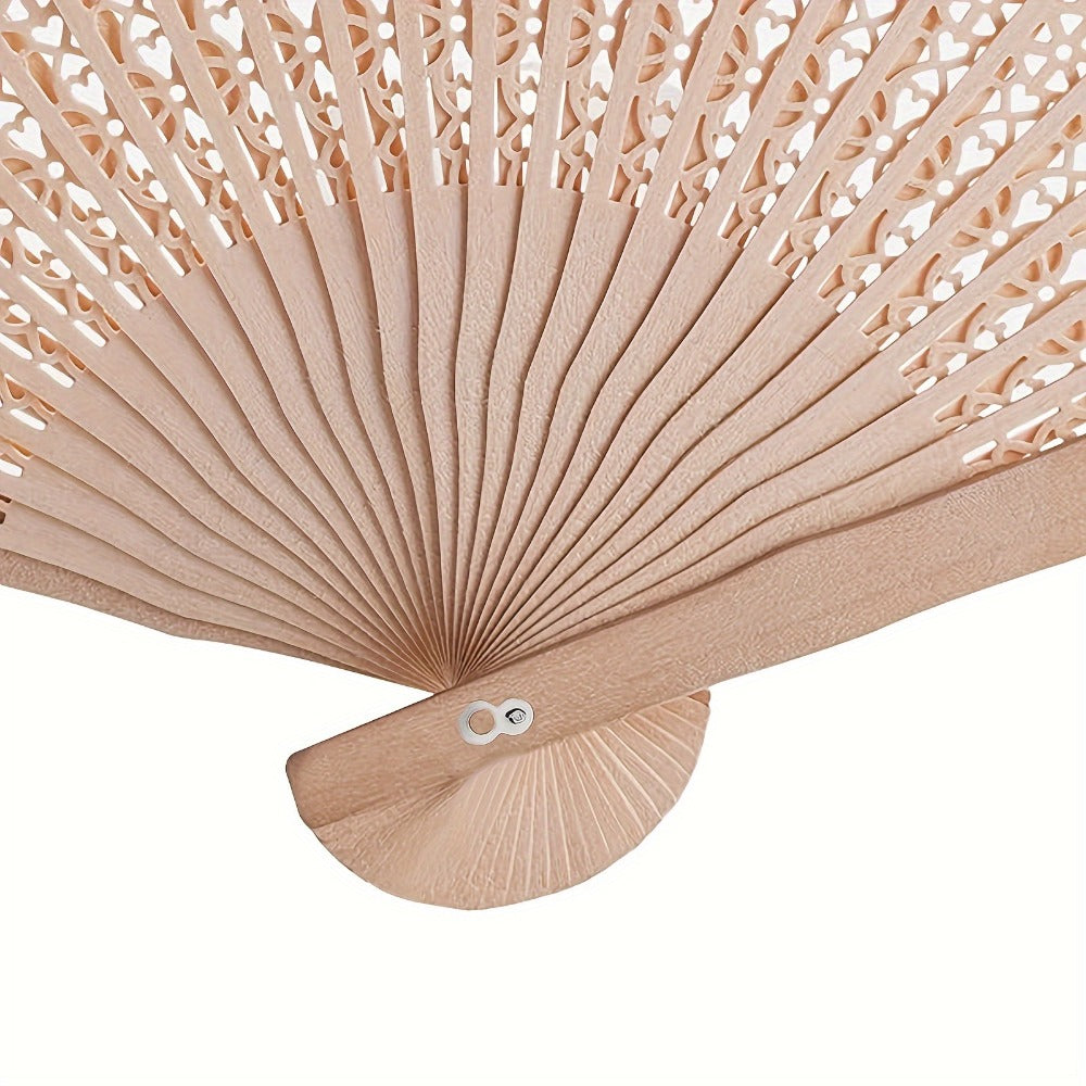 Wood-Tone Folding Hand Fans with Individual Gift Bags and Tassels in a 50-Piece Wedding Favor Pack