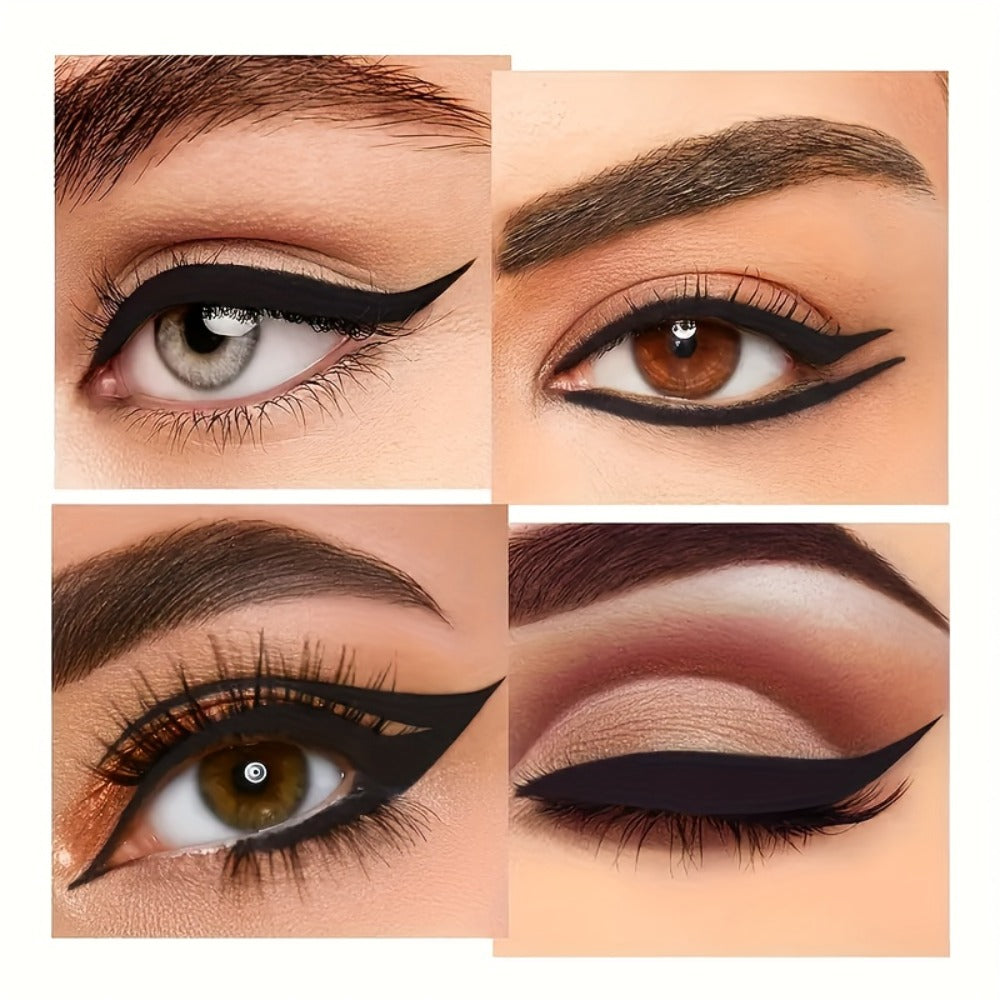Waterproof Gel Eyeliner Stick 2 or 4PCS 24-Hour Long-Lasting Matte Fast-Drying Non-Smudge Eye and Lip Liner with Brush - Black Brown Everyday Party Makeup Women