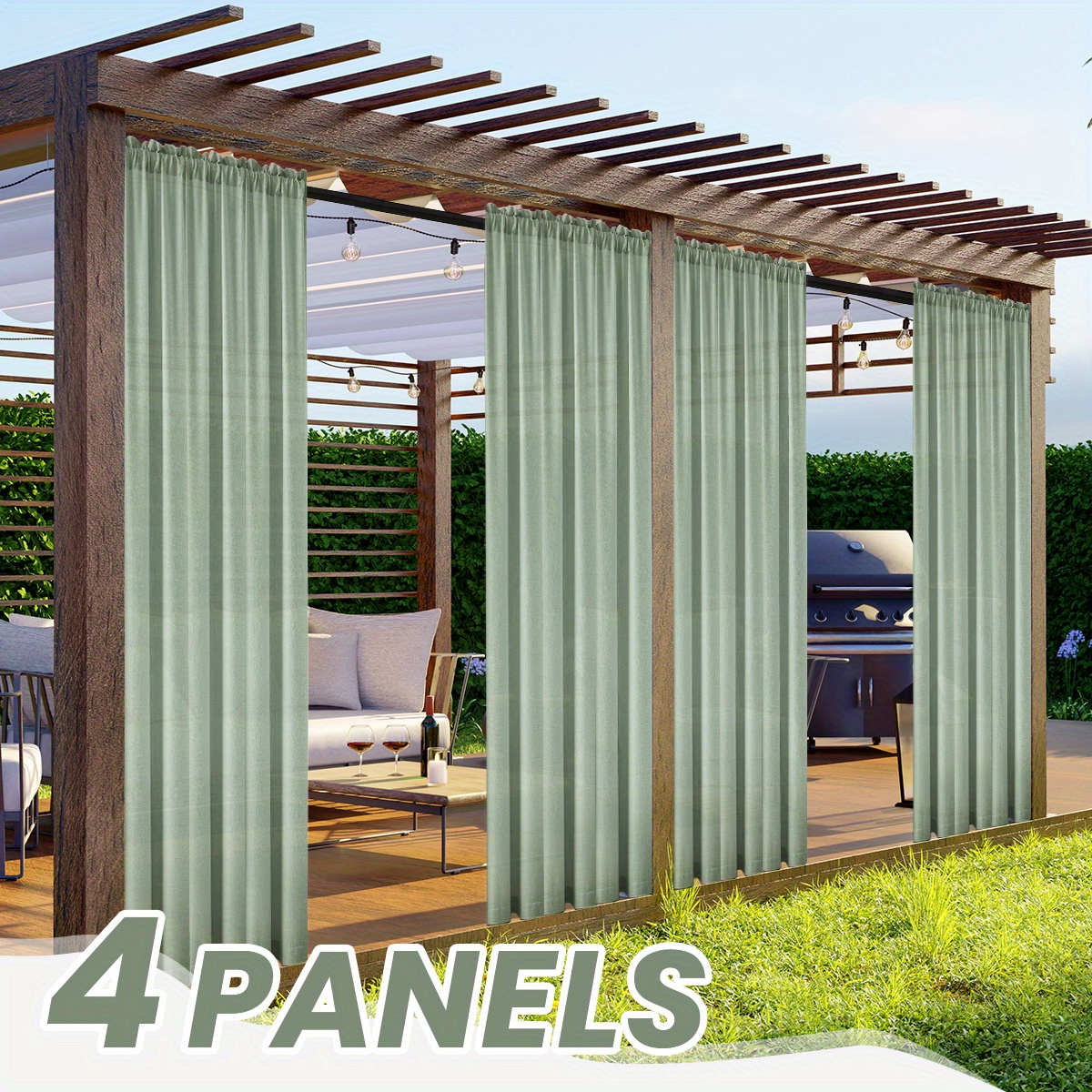 Sheer Curtains 4 Panels Rod Pocket Semi-Sheer Linen Look Light Filtering Privacy Drapes for Living Room Bedroom Patio – All Season, Woven, Unlined, Multi-Color