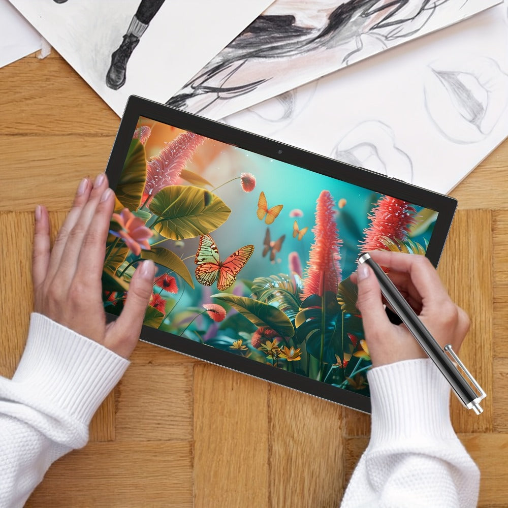 PEICHENG 10-Inch Android 15 Tablet with 17GB Configured Memory, 128GB Storage, Wi-Fi 6 and Stylus Set