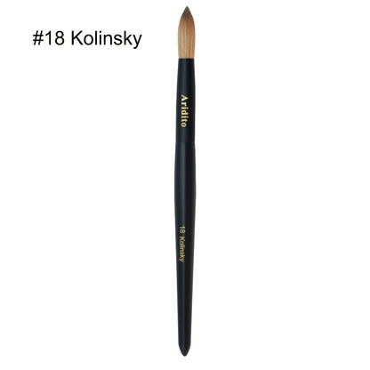 Kolinsky Nail Brush Round Head for Acrylic Extensions – Professional Black Wooden Handle Nail Art Brush with Genuine Kolinsky Hair Bristles, Sizes #8 #10 #12 #14 #16 #18 for Salon & Home Manicure Women