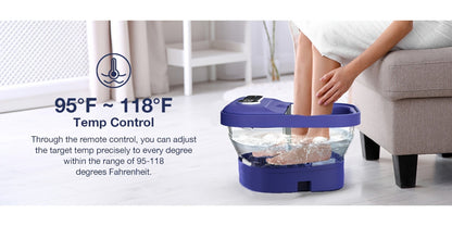 Collapsible Foot Spa with Heater, Temperature Control, Bubbles, Six Rollers and Two Color Options