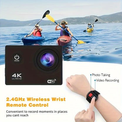 Sports Action Camera with 32GB Card, Helmet Mount Kit, 2-Inch Screen, WiFi and Remote-Control Accessories
