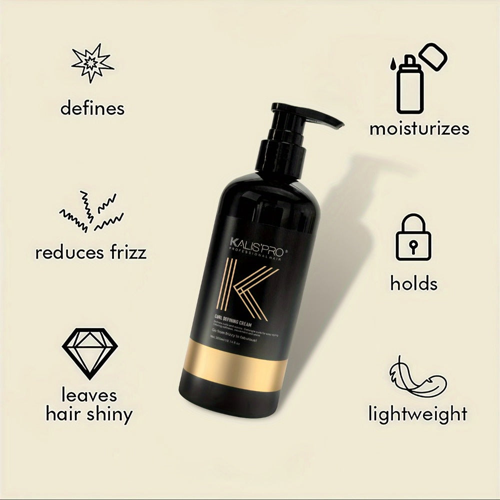 Curl Defining Cream with Detangling Brush Set 10.14 oz — Anti-Frizz Curl Enhancer, Long-Lasting Bouncy Curls, Non-Sticky Lightweight Hold, Salon Quality for Curly Wavy & Coily Hair, Women & Men