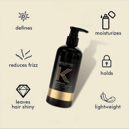 Curl Defining Cream with Detangling Brush Set 10.14 oz — Anti-Frizz Curl Enhancer, Long-Lasting Bouncy Curls, Non-Sticky Lightweight Hold, Salon Quality for Curly Wavy & Coily Hair, Women & Men