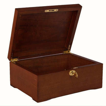 Jewelry Box, Handcrafted Wood Storage Chest with Hinged Lid, Key Lock and 11 x 8.5 x 5.25-Inch Exterior