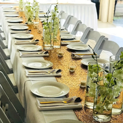 Golden Sequin Table Runner 12 Pack – Glitter Shimmer Table Runners for Wedding, Birthday, Party, Dinner, Holiday & Event Decor