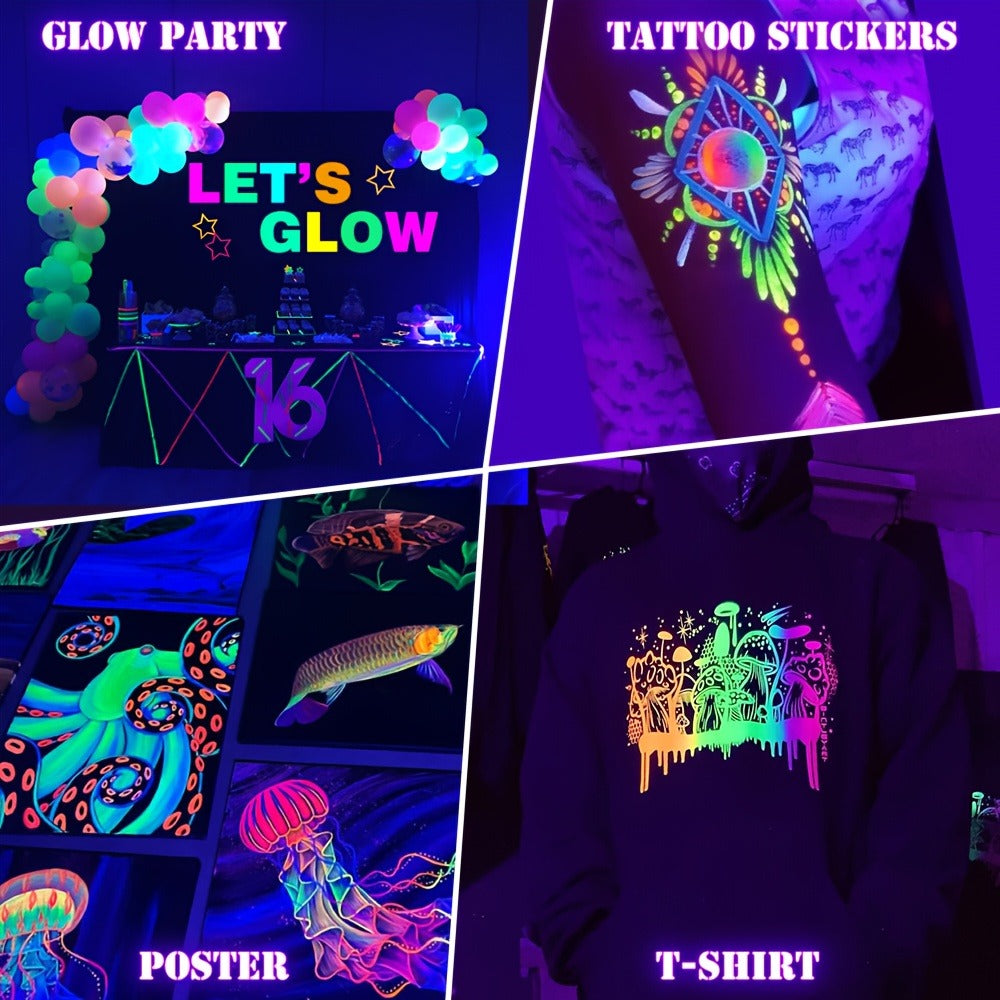 Four-Pack Rectangular UV Black-Light Panels with 144-LED Checkout Label, USB Cables and Adjustable Brackets