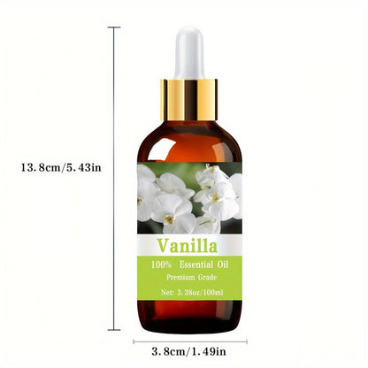 Essential Oil Vanilla Warm Sweet Aroma in 100ml Bottle for Diluted Topical, Diffuser and Humidifier Use