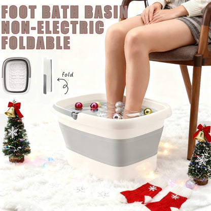 Collapsible Foot Spa Bath with Heat, Bubbles, Remote Temperature Control and Three Attachments