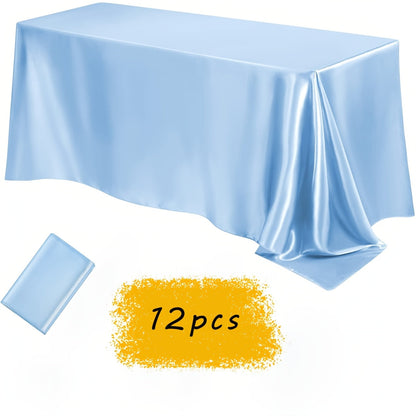 Satin Tablecloth 12pcs 57"x102" Rectangular Silky Smooth Fabric Table Cover for Wedding Banquet Birthday Party Holiday Event