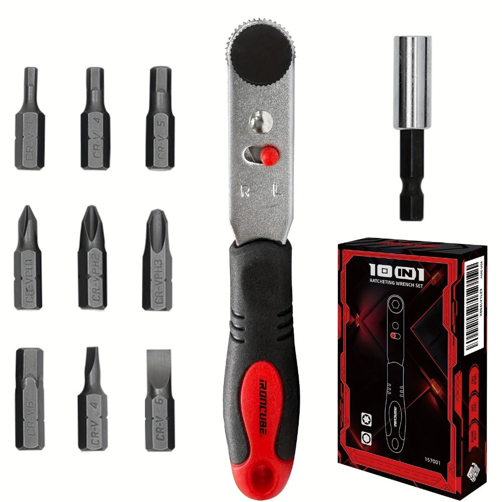 Right-Angle Ratcheting Screwdriver Set with 10- or 16-Piece Bit and Socket Configurations for Tight Access