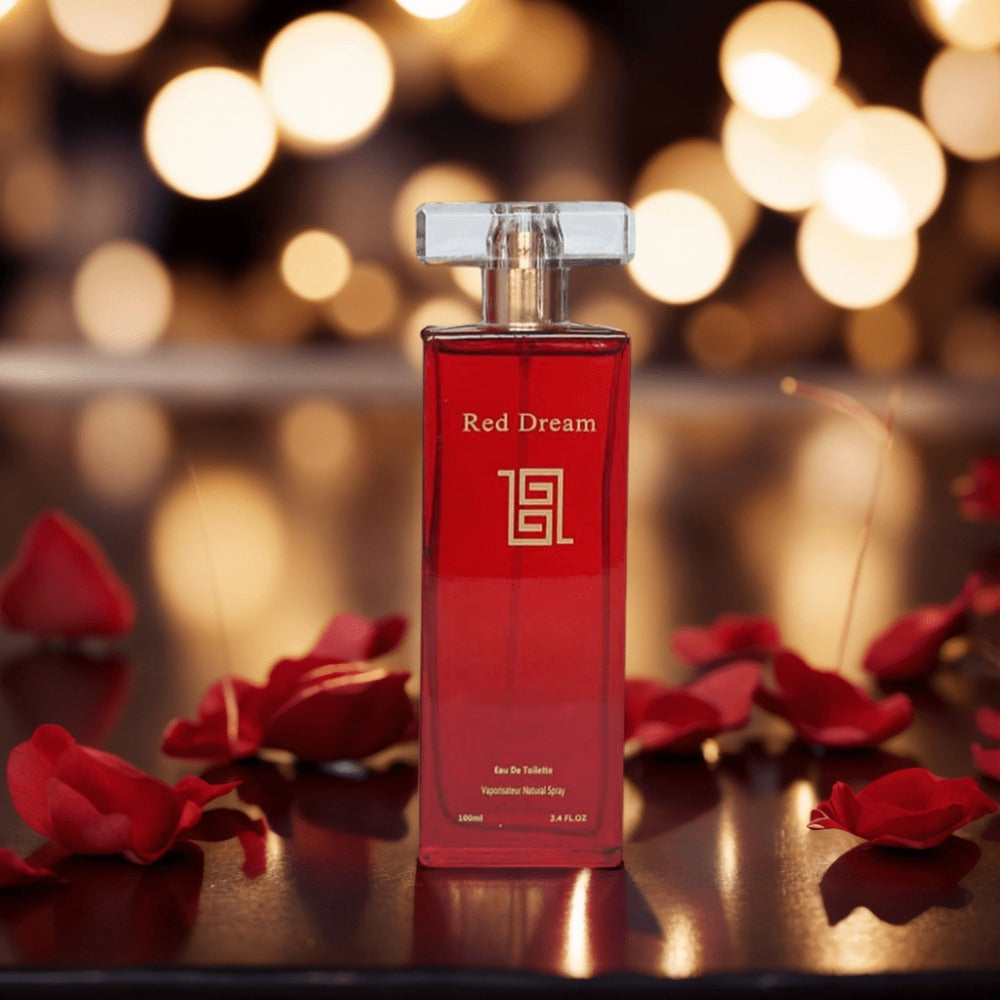 Women's Perfume Floral Eau de Parfum 3.4 oz in a Luxury Red Bottle with Golden Heart Accent