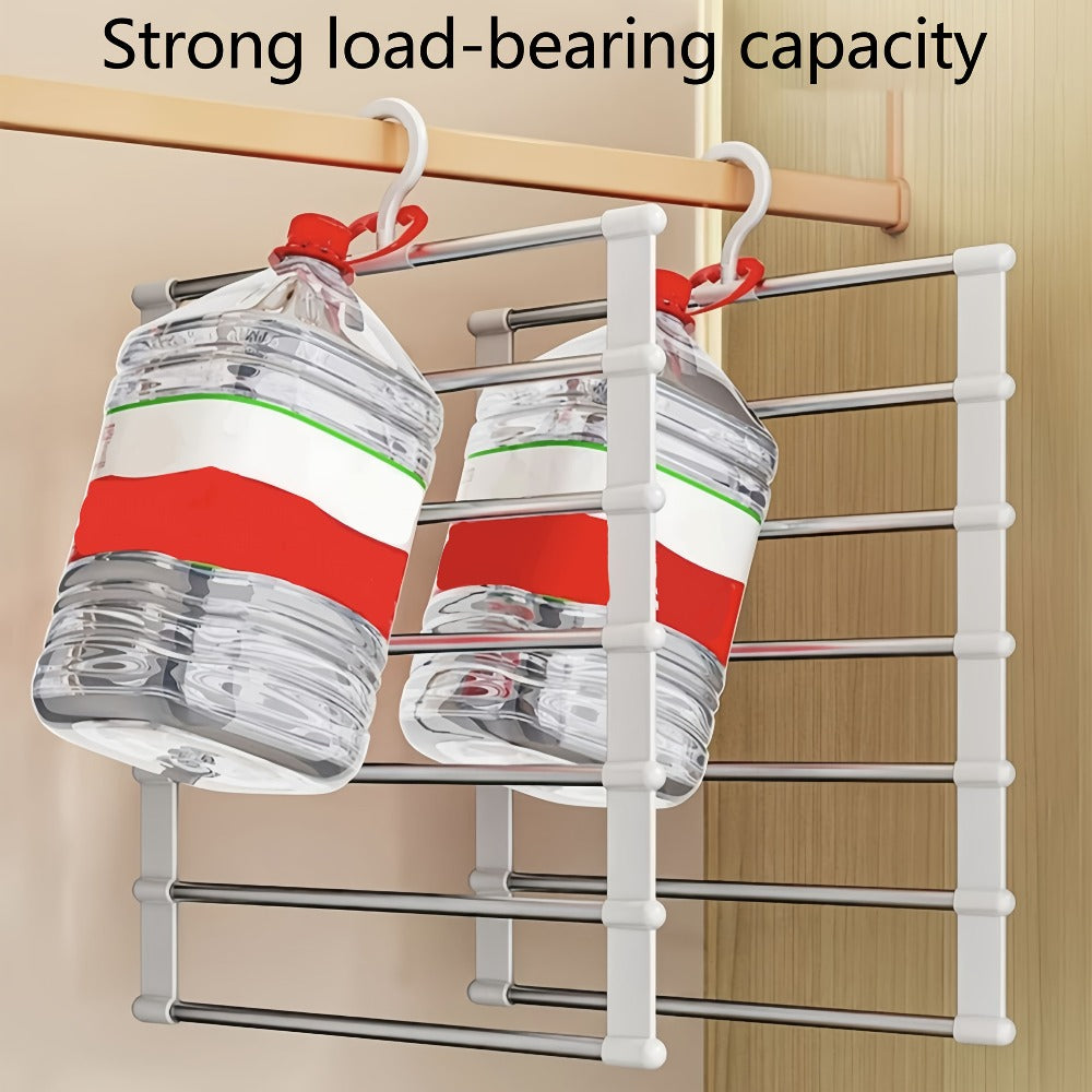 Foldable Multi-Layer Pants Hangers in Four- or Eight-Piece White Sets for Jeans, Scarves and Trousers