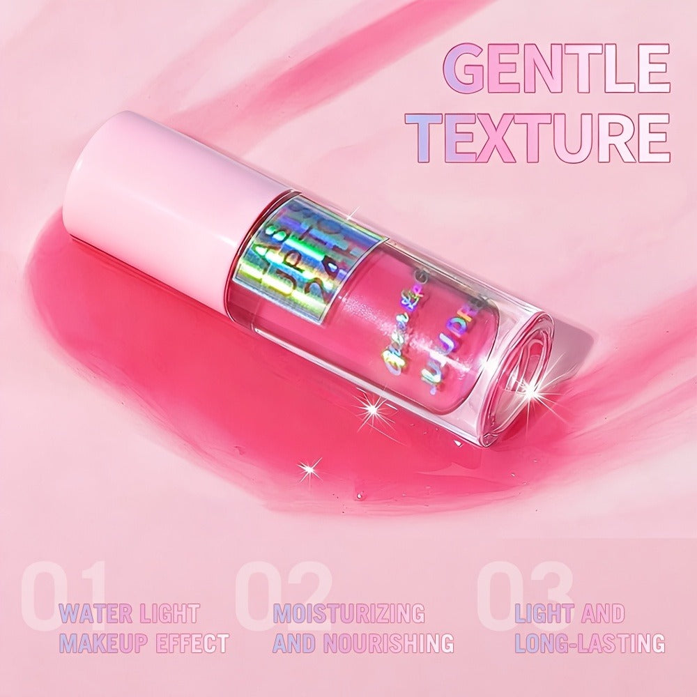 24H Waterproof Glitter Lip Gloss & Lip Stain Set 3PCS – Moisturizing Lip Oil Formula, Long-Lasting Smudge-Proof Glitter Shine in Berry Coral Pink Red Shades for Women All Skin Tones