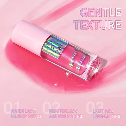 24H Waterproof Glitter Lip Gloss & Lip Stain Set 3PCS – Moisturizing Lip Oil Formula, Long-Lasting Smudge-Proof Glitter Shine in Berry Coral Pink Red Shades for Women All Skin Tones