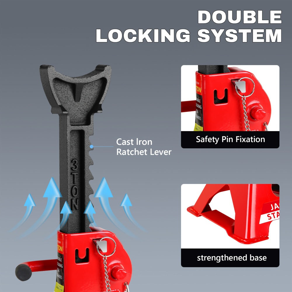 Hydraulic Floor Jack Kit 2/2.5/3 Ton Low Profile Trolley Jack with Jack Stands, Tire Repair Kit, Wheel Wrench & Wheel Chock Combo - Red/Blue