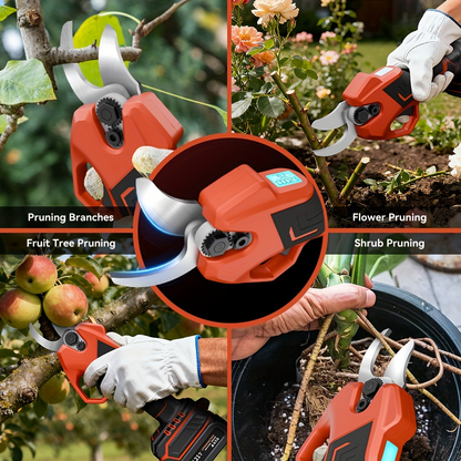 Electric Pruning Shears Cordless with LCD Display, Portable Battery-Powered Tree Pruner with Adjustable Cutting Diameter for Garden, Orchard & Tree Pruning – Great Gift