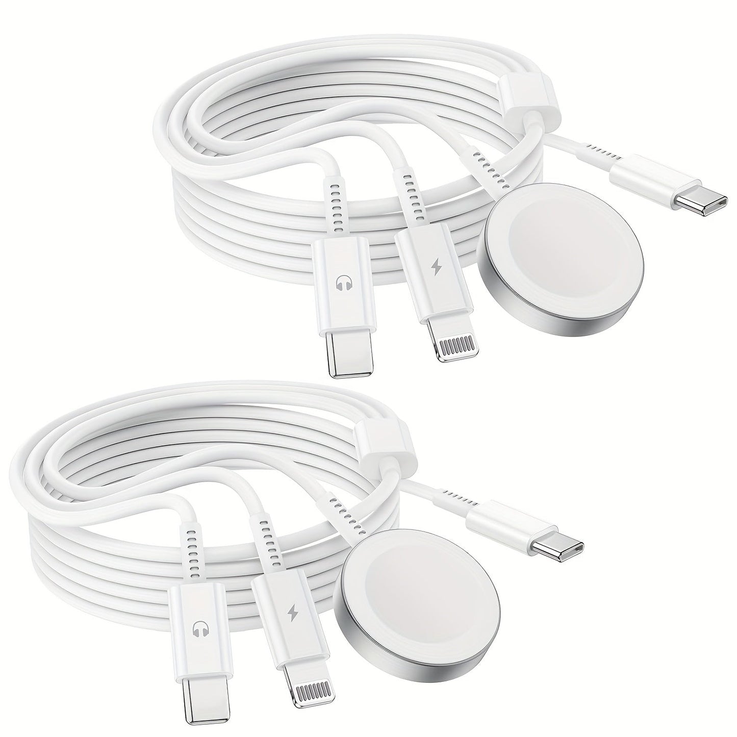 6-Foot Charging Cable with USB-C Input, Lightning, USB-C and Magnetic Watch Pad in One- or Two-Pack Options