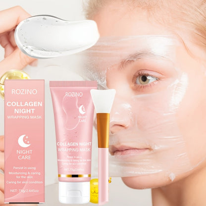 Collagen Overnight Wrapping Facial Mask with Hyaluronic Acid - Korean Skincare Sleep Mask for Glowing Skin, Deep Hydration, Firming & Anti-Sagging | 2.645oz