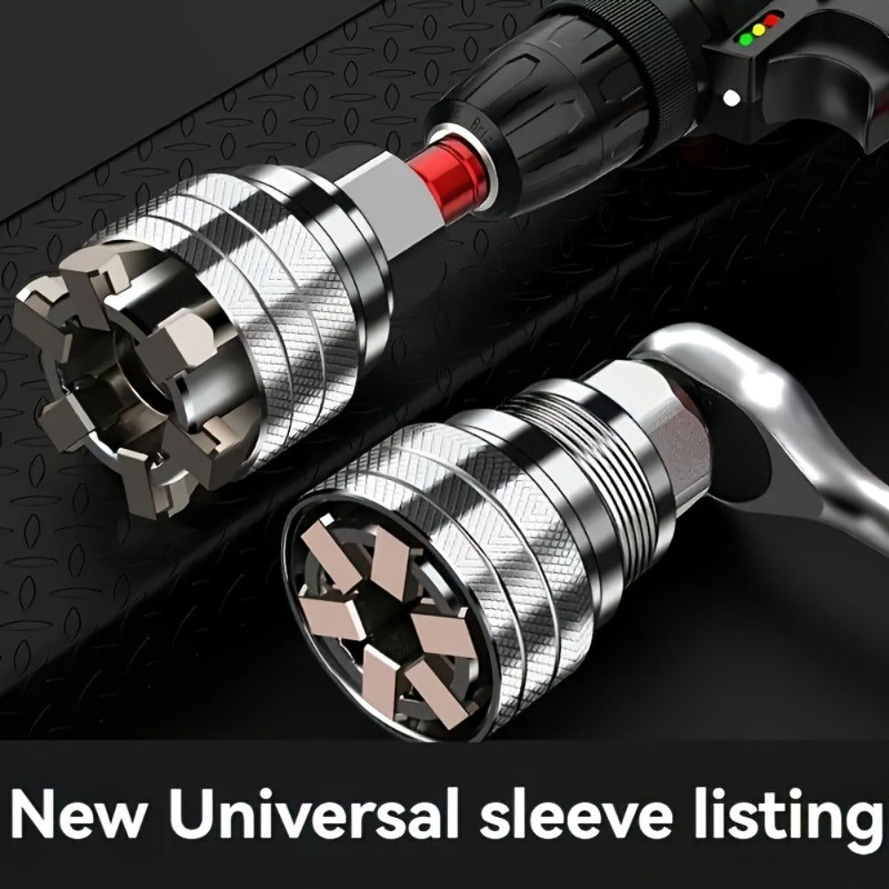 Universal Socket Wrench Adapter 10-19mm - Adjustable Hex Nut & Bolt Socket, Fits 3/8" Drive Ratchet