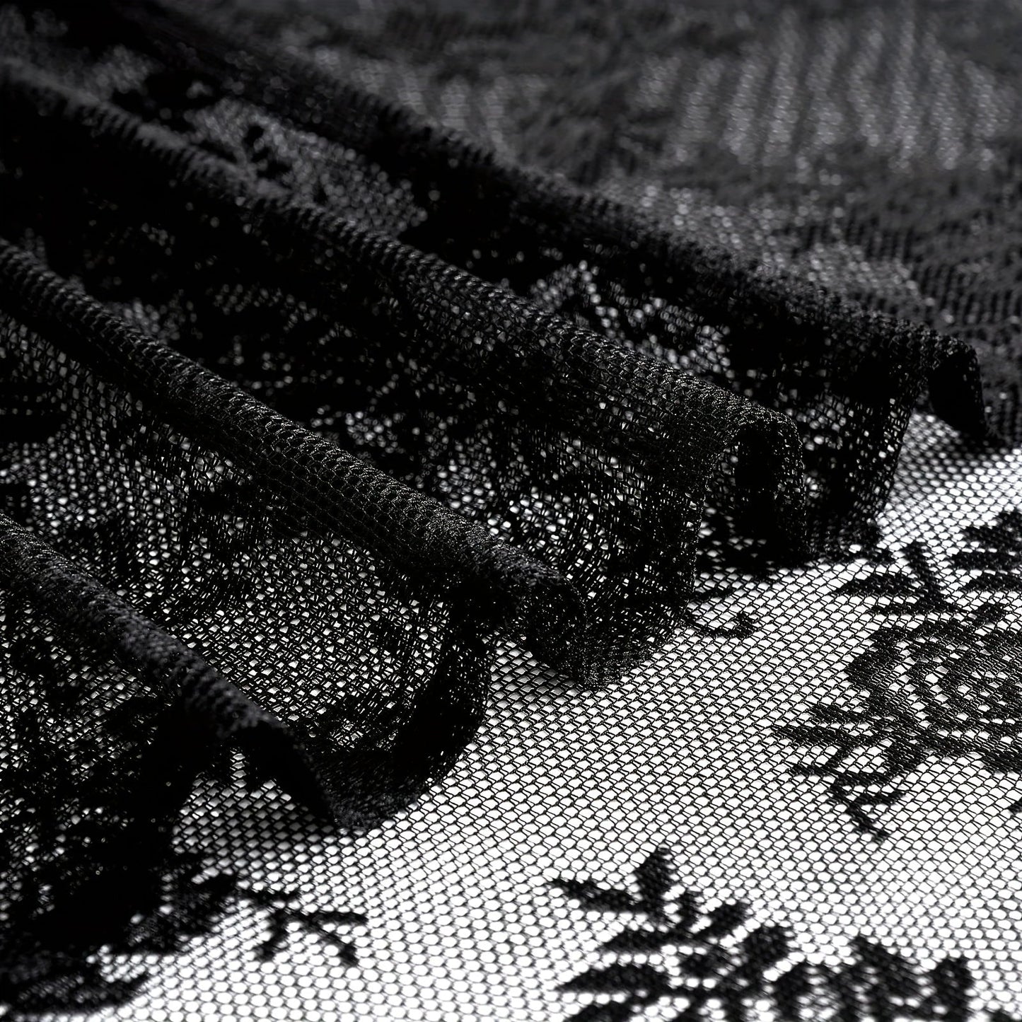 Two-Panel Floral Lace Window Curtain Set with Rod-Pocket Top, Three Colors and Six Metric Size Options
