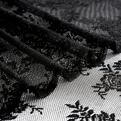 Two-Panel Floral Lace Window Curtain Set with Rod-Pocket Top, Three Colors and Six Metric Size Options