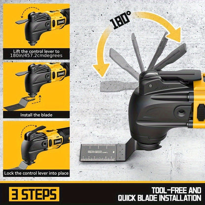 Oscillating Multi Tool Brushless Cordless Compatible with DeWalt 20V / 18V Battery – 21000 OPM Variable Speed, 4.5° Oscillating Angle, Anti-Vibration, Wood Cutting Blades & Sanding Pads (Battery Not Included)