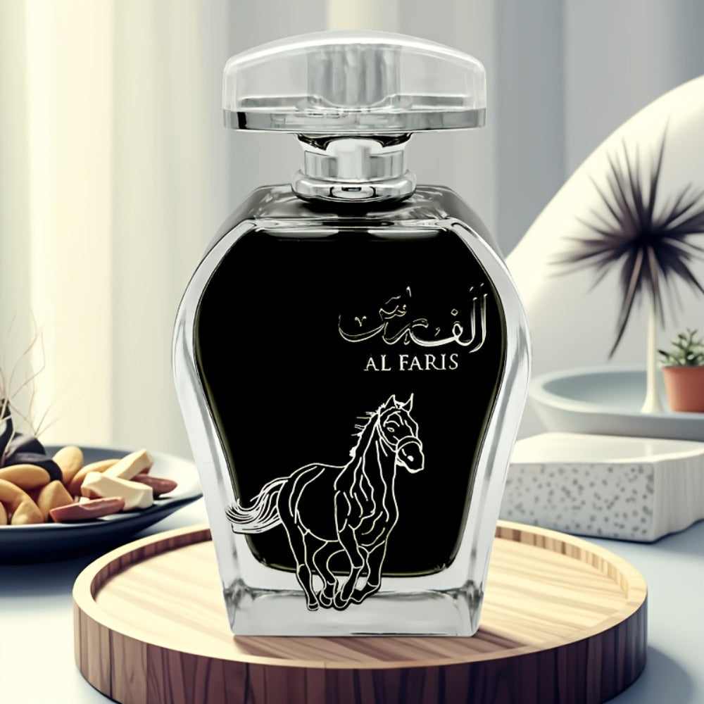 AL FARIS Black Mustang Men Cologne Eau de Parfum 3.38 oz 100ml Dubai Arabian Oriental Fragrance Long Lasting Woody Oud Musk Spray