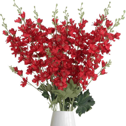 Artificial Flowers Eight-Piece Delphinium Larkspur Set with 33.5-Inch Silk Stems in 11 Colors