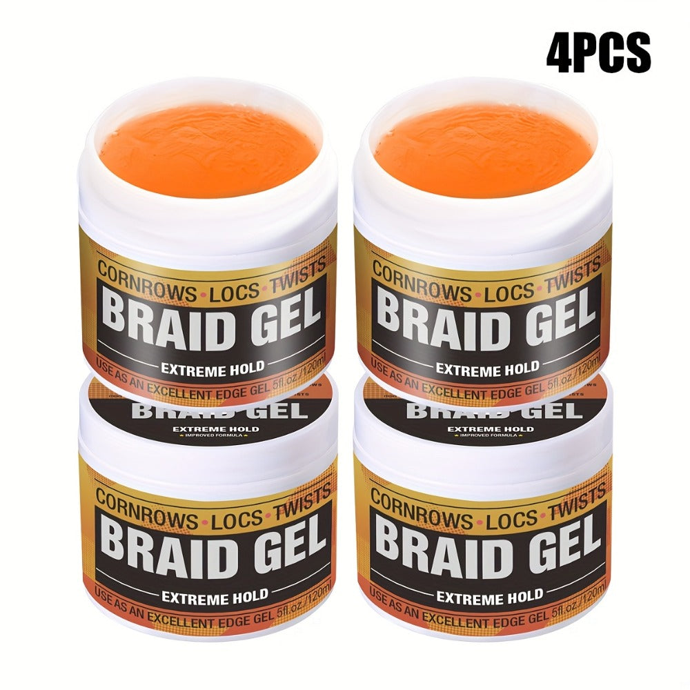 Extreme Hold Braid Gel & Edge Control Hair Wax Pomade — Anti-Frizz, Moisturizing, Long-Lasting for Braids, Locs, Twists & Sleek Styles, Natural Hair, Men & Women — 4/5/6 Pack