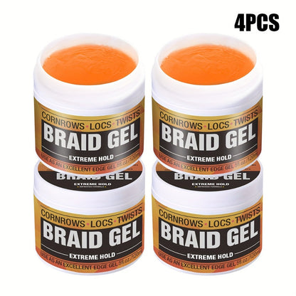 Extreme Hold Braid Gel & Edge Control Hair Wax Pomade — Anti-Frizz, Moisturizing, Long-Lasting for Braids, Locs, Twists & Sleek Styles, Natural Hair, Men & Women — 4/5/6 Pack