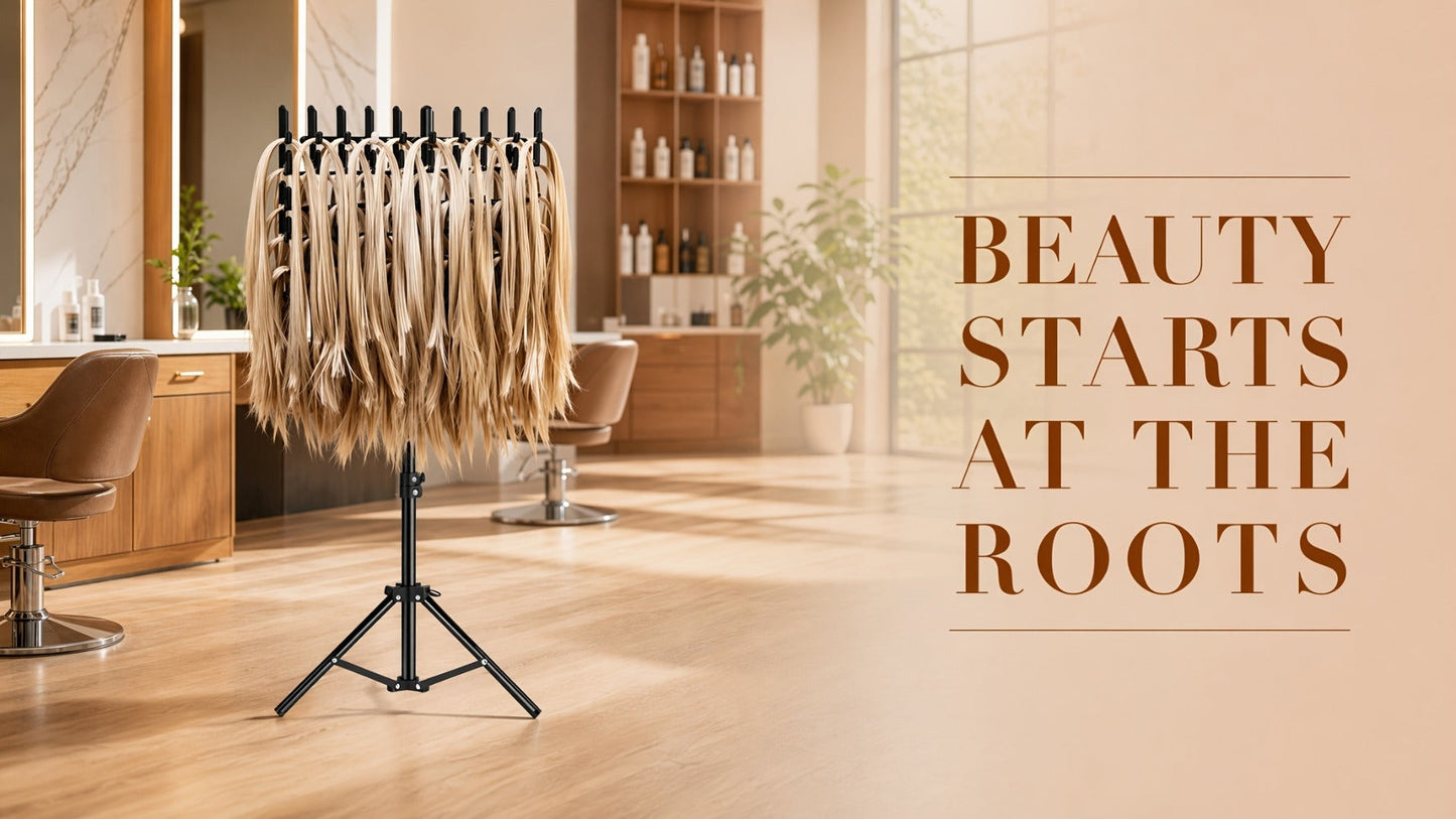Braiding Hair Rack Hair Styling Tool with 144-Strand Layout, 30-50-Inch Height and Foldable Stand