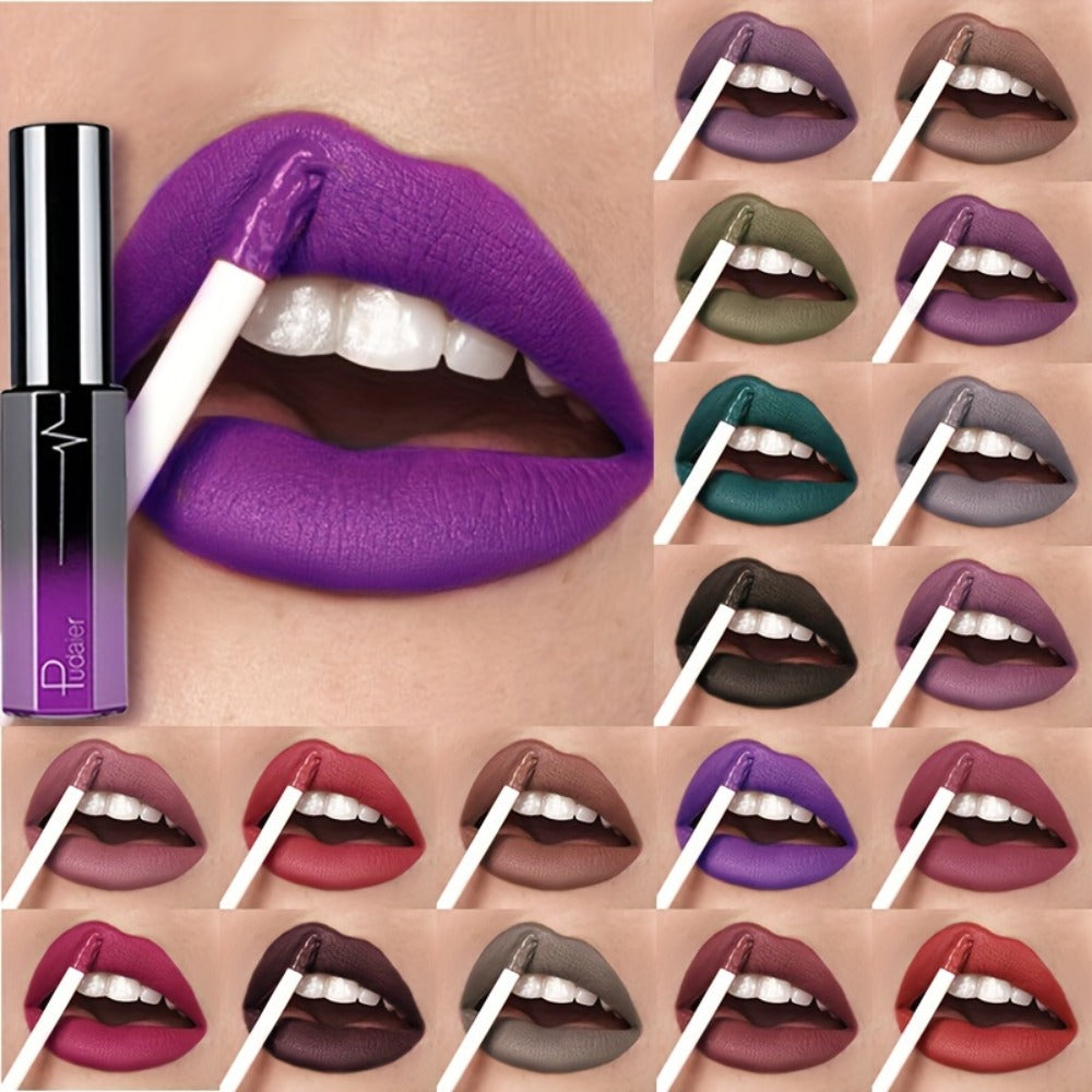 Matte Liquid Lipstick Velvet Finish 24H Waterproof Anti-Smudge – High Pigment Cup-Proof Long-Lasting Lip Glaze 20+ Bold Shades for All Skin Tones Women Pudaier