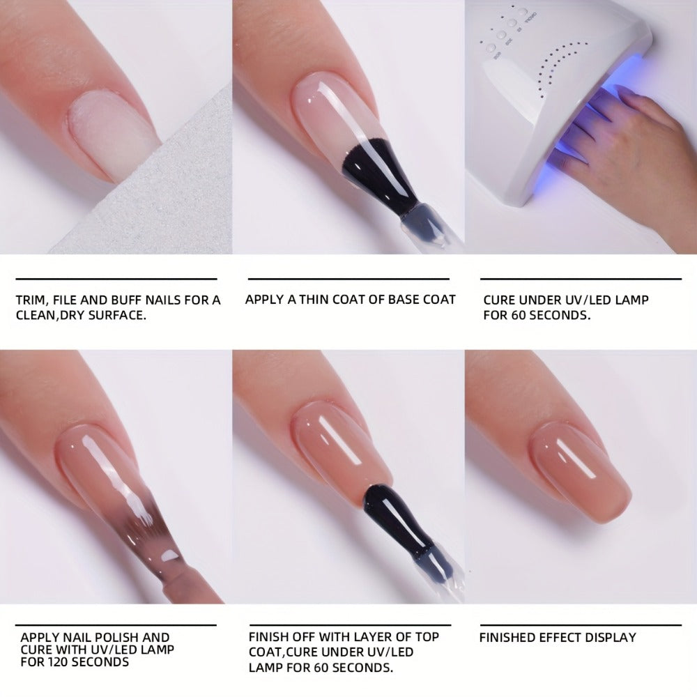 Nude Pink Gel Nail Polish Set 4 Colors High Saturation Opaque Full Coverage - Long Lasting LED UV Cured Salon Quality Frame Bottle Nail Gel Kit for Home & Salon DIY Manicure Women Nail-Safe Formula