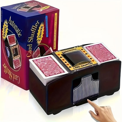Automatic Card Shuffler 2 4 6 Deck | Battery Powered Transparent Design | Easy One-Button Operation for Poker Family Game Night Card Games | Durable Plastic Ages 14+ Normal Type
