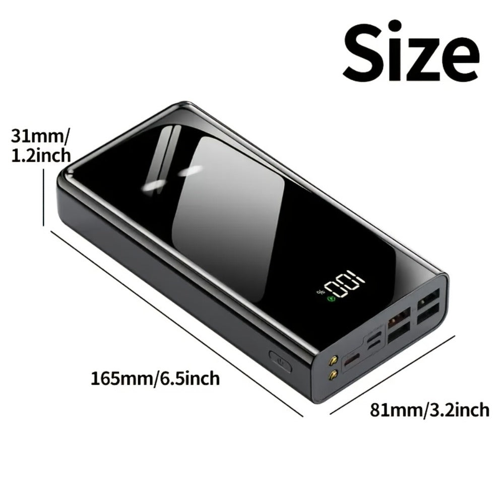 Power Bank 30000mAh or 100000mAh with 22.5W Charging, Digital Display and LED Flashlight in Black or Red