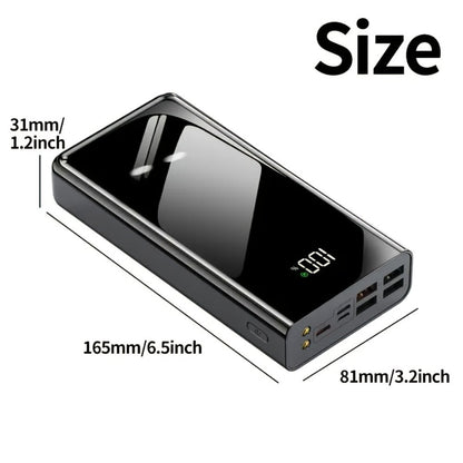 Power Bank 30000mAh or 100000mAh with 22.5W Charging, Digital Display and LED Flashlight in Black or Red