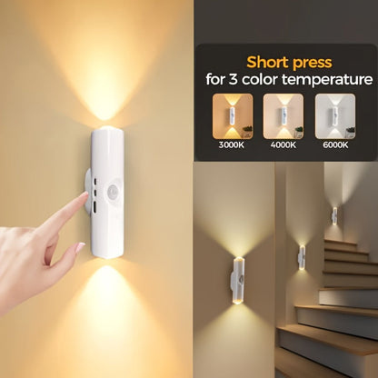 Cat Eye LED Wall Light Motion Sensor – 6 Pack USB Rechargeable Night Lamp, 3 Color Settings, Wireless Auto Sensing No Wiring for Bedroom Stairs Closet Bathroom Hallway (RGB / Three Colors)