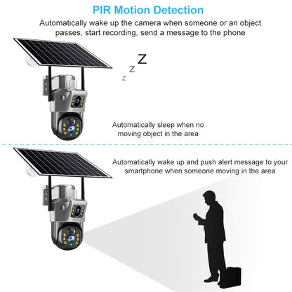 Security Camera Solar Dual-Lens Outdoor PTZ Model with Full-Color Night Vision, Two-Way Audio and TF Storage