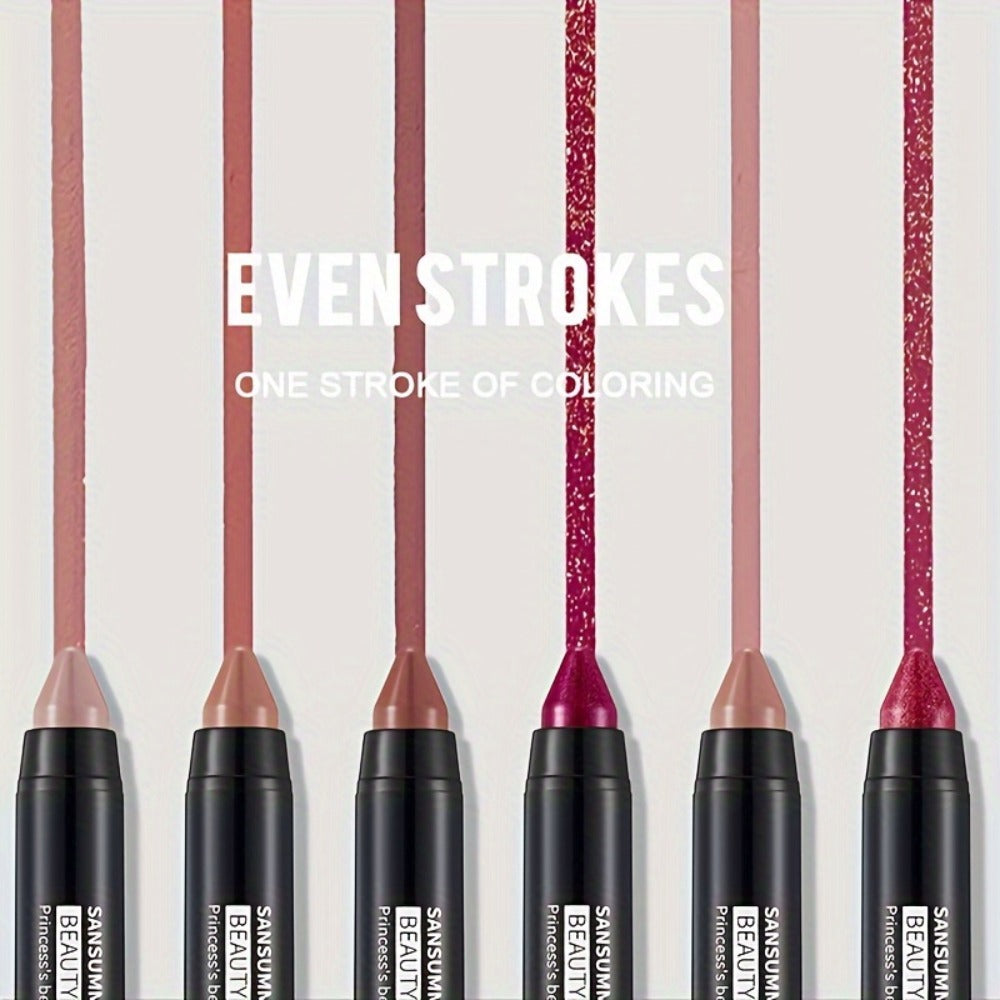 Matte Velvet Crayon Lipstick Gift Box Set 6 Shades Waterproof Long Lasting Highly Pigmented Easy Apply Twist-Up Lip Color for Women All Skin Tones Daily Wear Travel & Gifting