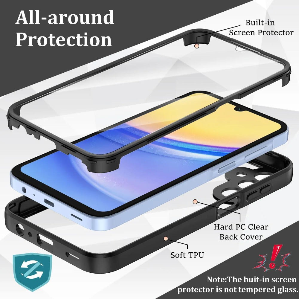 Rugged Samsung Galaxy A-Series Phone Case with Built-In Screen Cover in Four Colors and Six Model Options