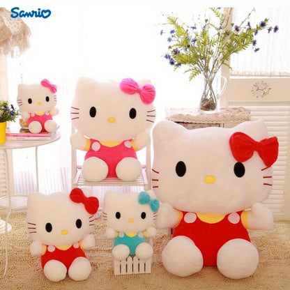 Plush Toy Kawaii Cat Doll with Pink or Blue Color Options, Bow Detail and Soft Fabric for Room Decor