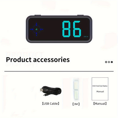 GPS HUD Speedometer Head Up Display - Digital Car Speed Meter Plug & Play, KMH MPH Switch, Multi-Color Display for All Vehicles, No Battery Needed