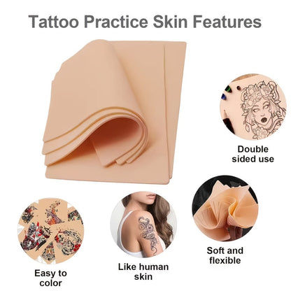 Tattoo Practice Skin Double-Sided Silicone Fake Skin - A4 Tattoo Transfer Paper Kit, Thermal Stencil Paper for Beginners & Artists