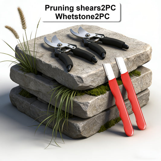 Stainless Steel Pruning Shears with Sharpening Stone, Ergonomic Comfort Grip Garden Scissors for Home Gardening, Flower Arranging & Plant Trimming – Long-Lasting Sharp Blades